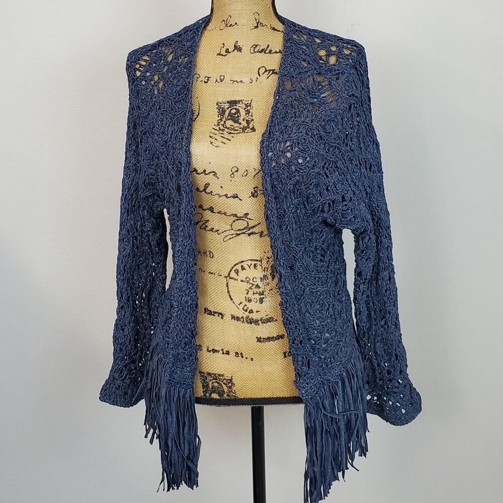NWT!!! Nic + Zoe Fiji Waves Lace Knit Fringed Jacket Sz XL